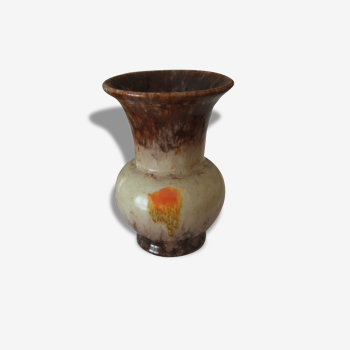 German ceramic vase orange brown beige