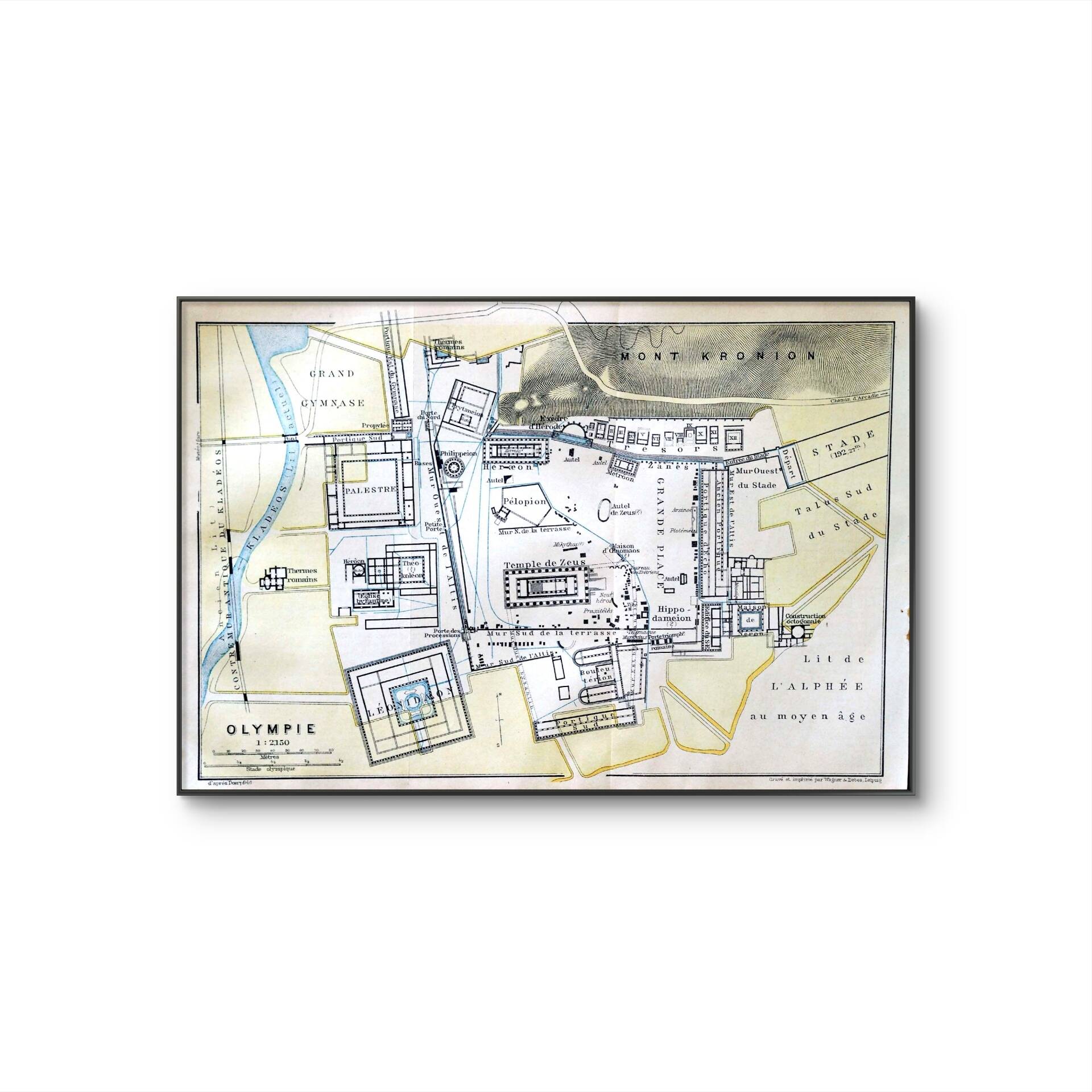 Sanctuary of Olympia, Greece, original plan printed in 1910.