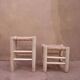 2 Tabouret en cuir et bois clair