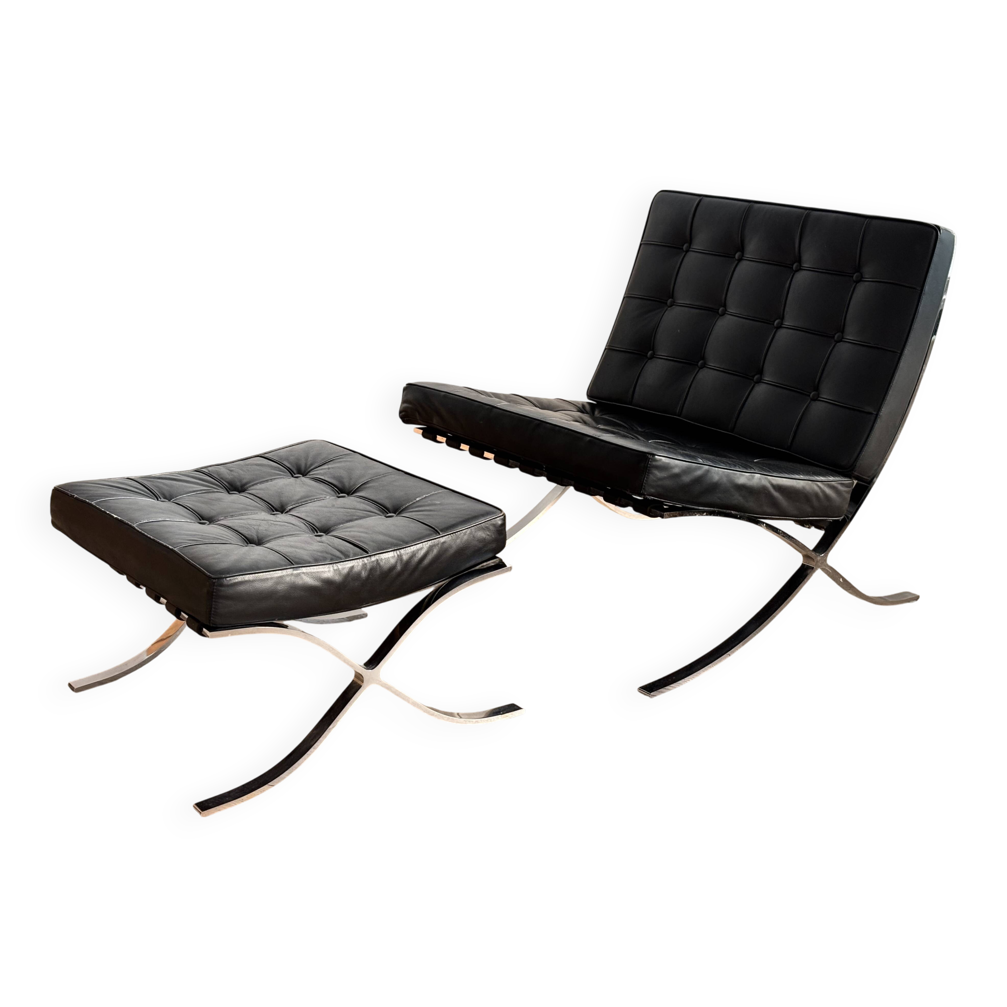 "Barcelona" chair and ottoman by Mies van der Rohe
