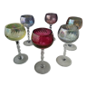 6 stemmed glasses in different colors