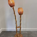 Louis Sognot rattan and wicker floor lamp, France, 1960s
