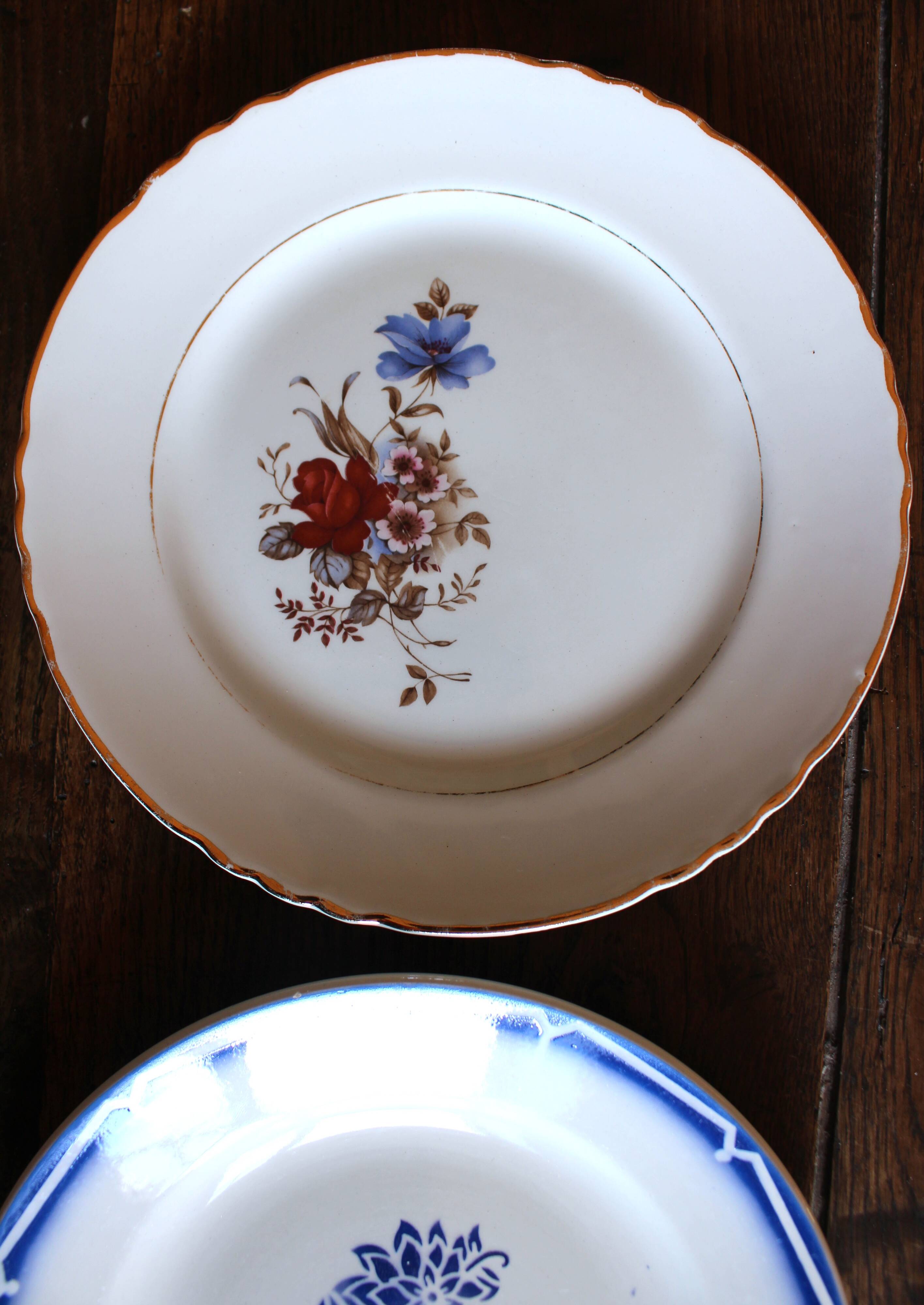 6 mismatched flat plates Fontanges Marsac Longwy Digoin