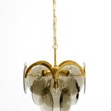 60s large brass ceiling chandelier with large round glass plates