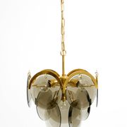 60s large brass ceiling chandelier with large round glass plates