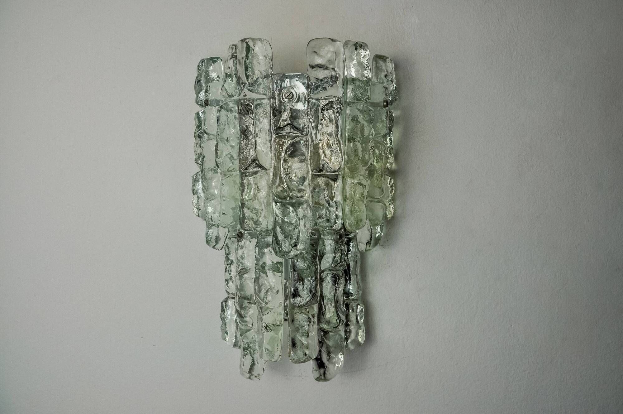 "Glaçon" wall lamp by JT Kalmar frosted glass Austria 1970
