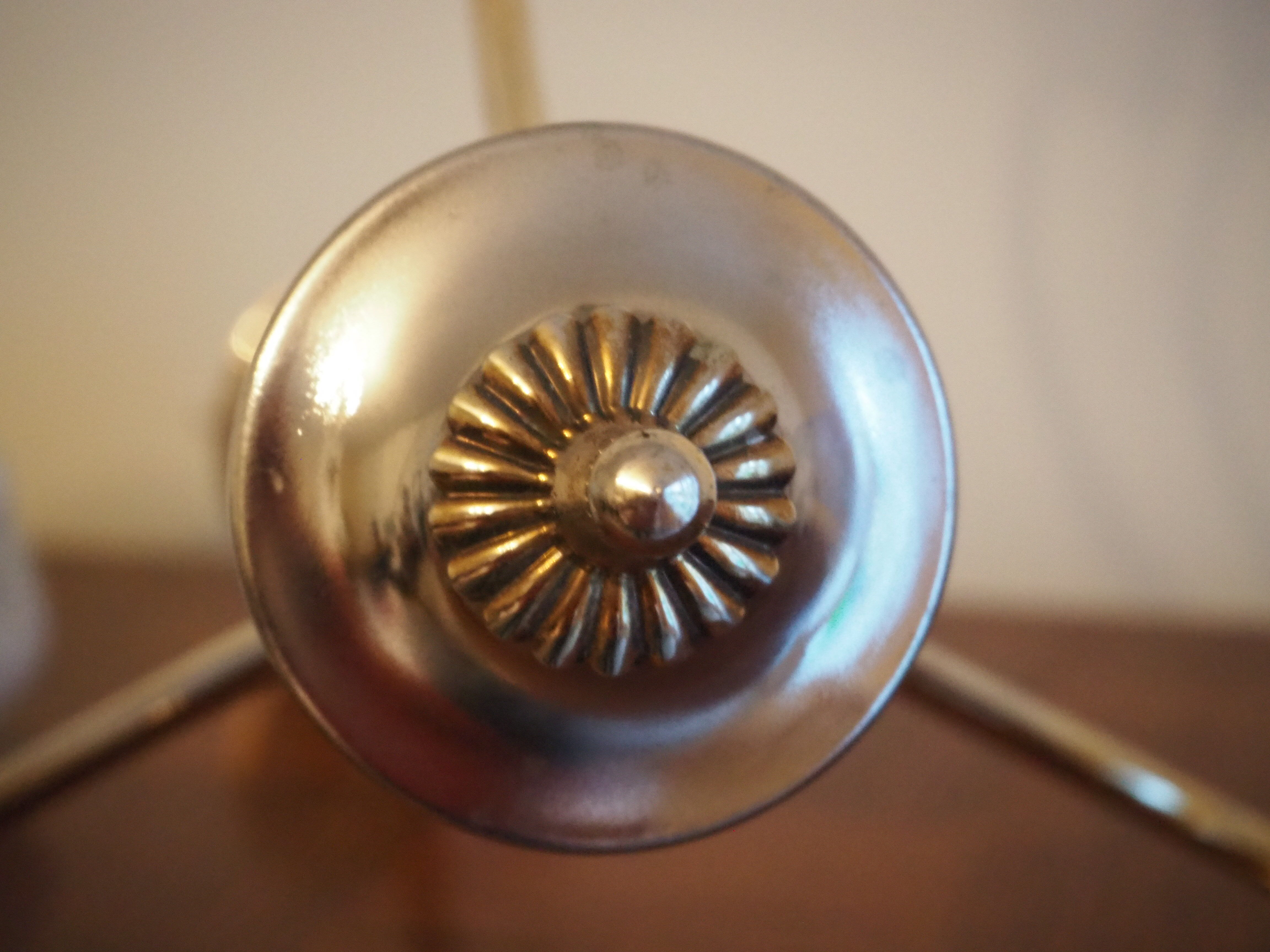 3-light pendant light in brass and white glass globe from the 1950s-1960s