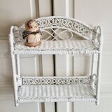 White rattan peacock shelf