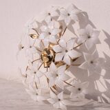 Charming Vintage Murano Ceiling Light White Flowers, 1960s