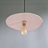 Trio of large industrial suspensions in green enamelled sheet metal.