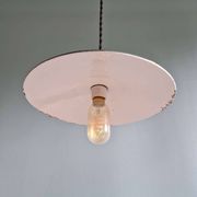 Trio of large industrial suspensions in green enamelled sheet metal.