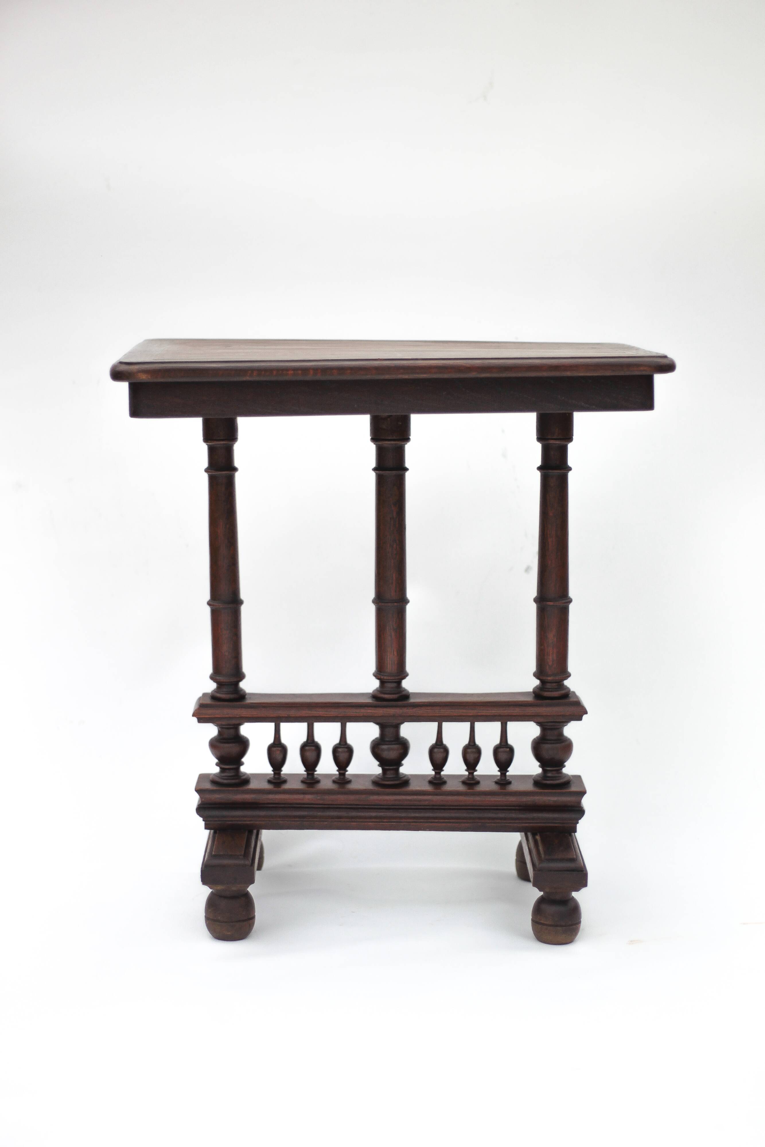 Renaissance-style wooden table or console, antique furniture, side table.