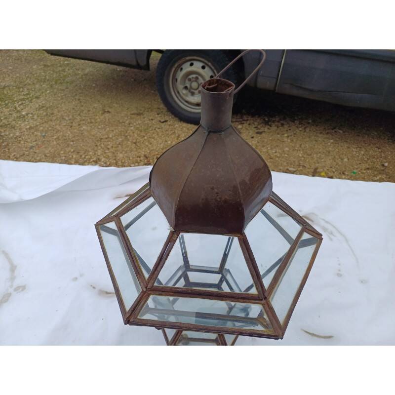 Lampe suspension métal et verre