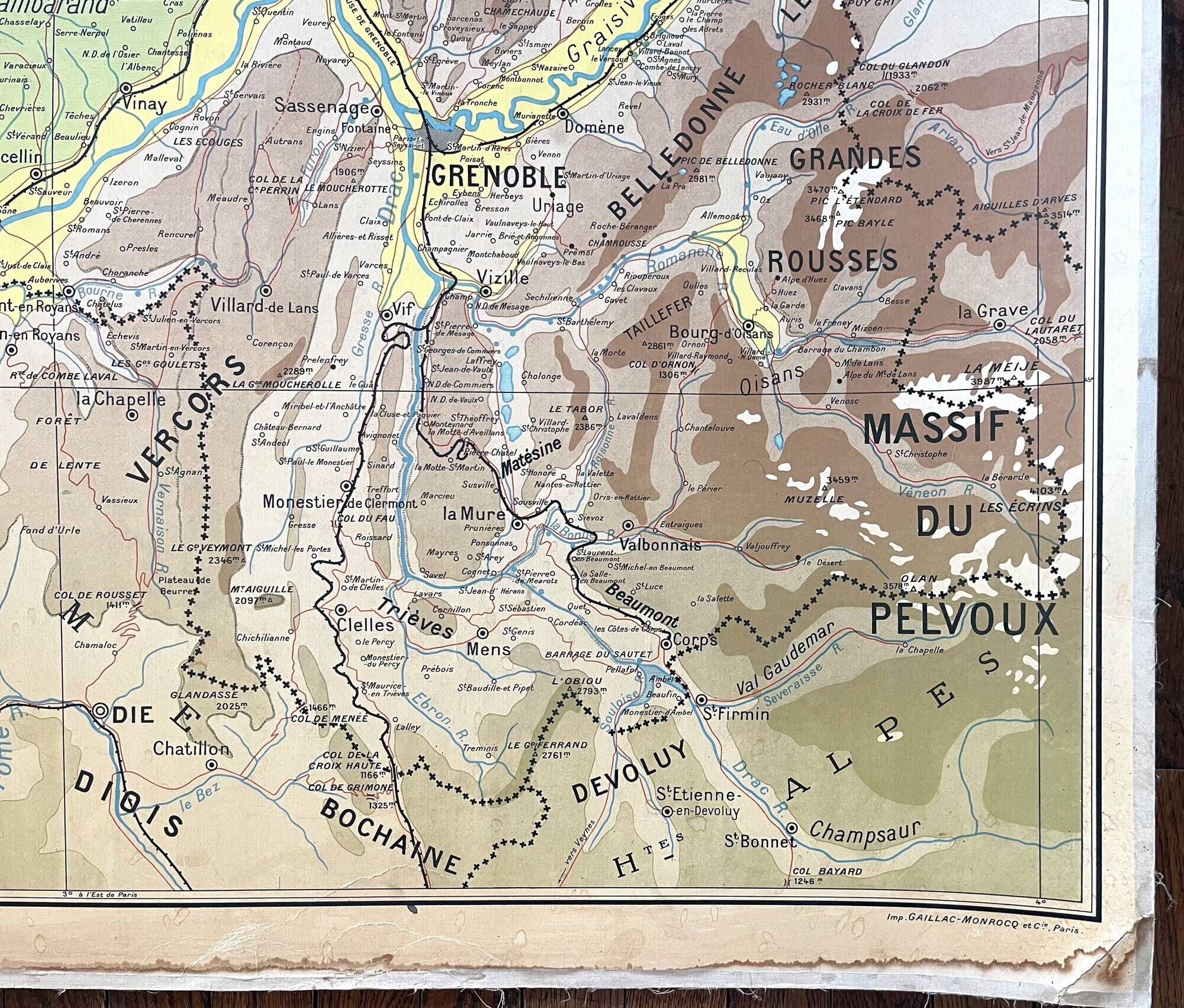 🌍 Old Arthaud map, 1930, Vidal type - France, Isère (Dauphiné)