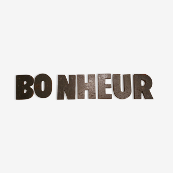 Lettres en bois bonheur longueur 42 cm