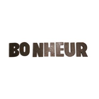 Lettres en bois bonheur longueur 42 cm