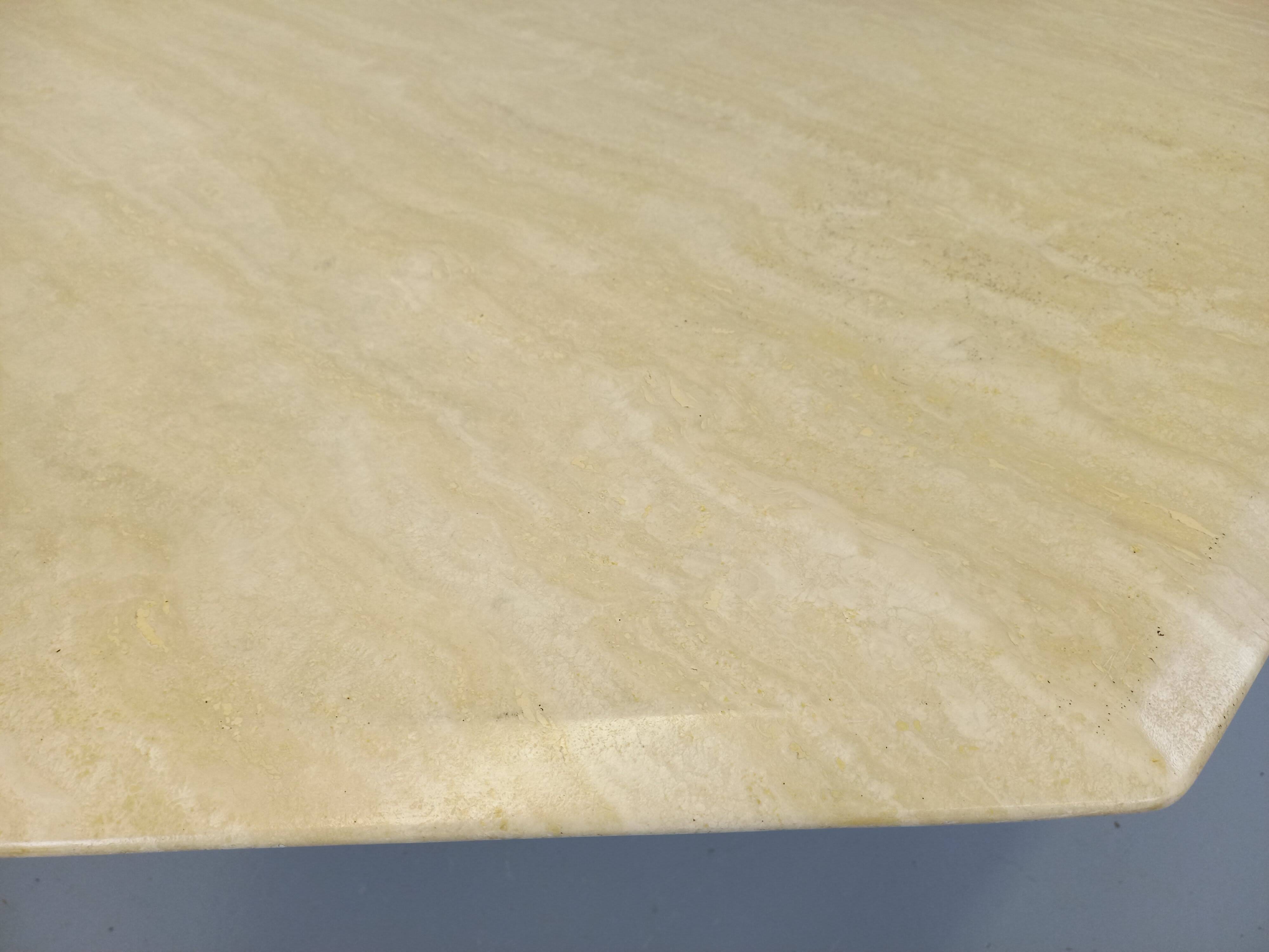 Vintage octagonal travertine dining table from the 70s 80s