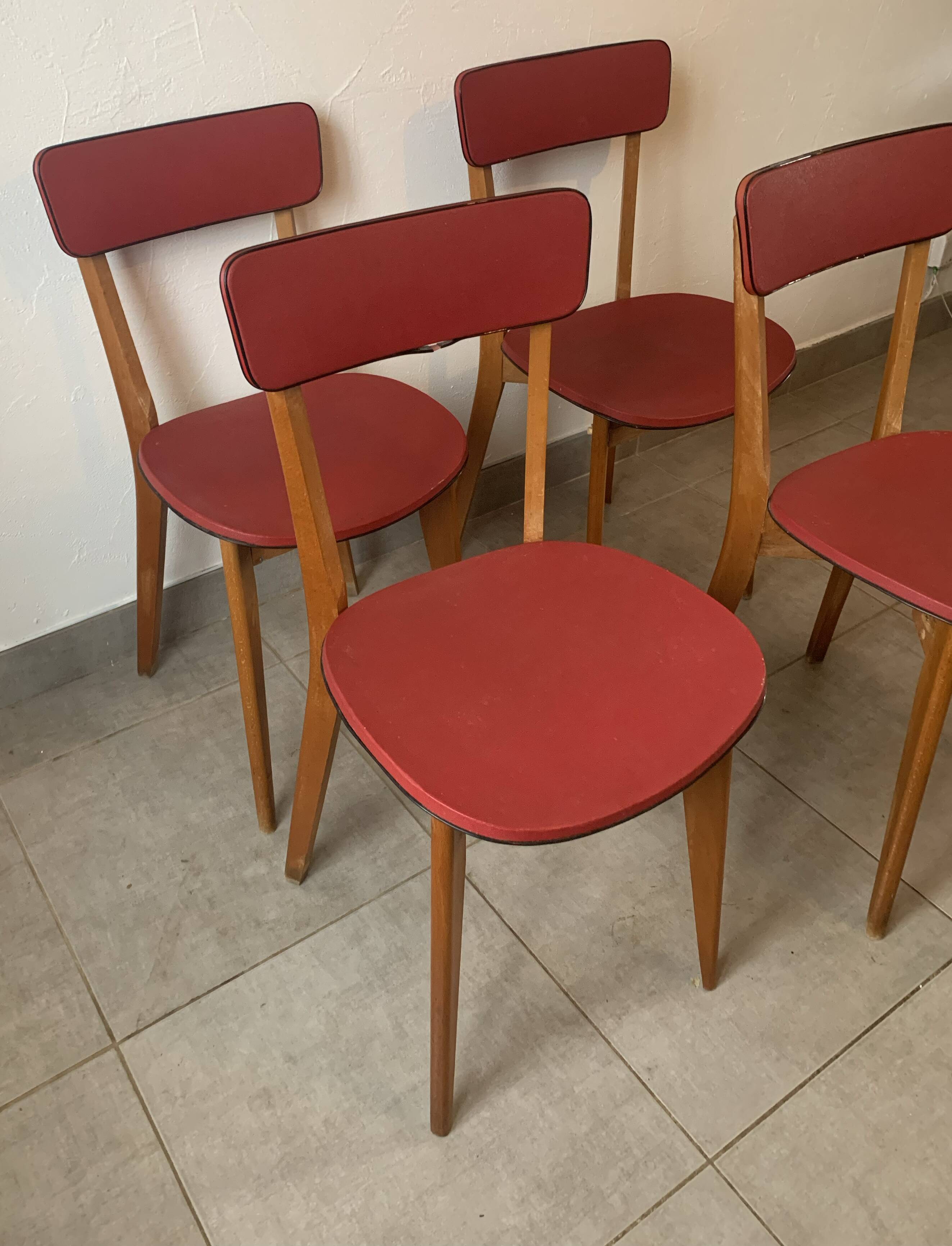Set de 4 chaises bistrot vintage, années 50 (Taille adulte)