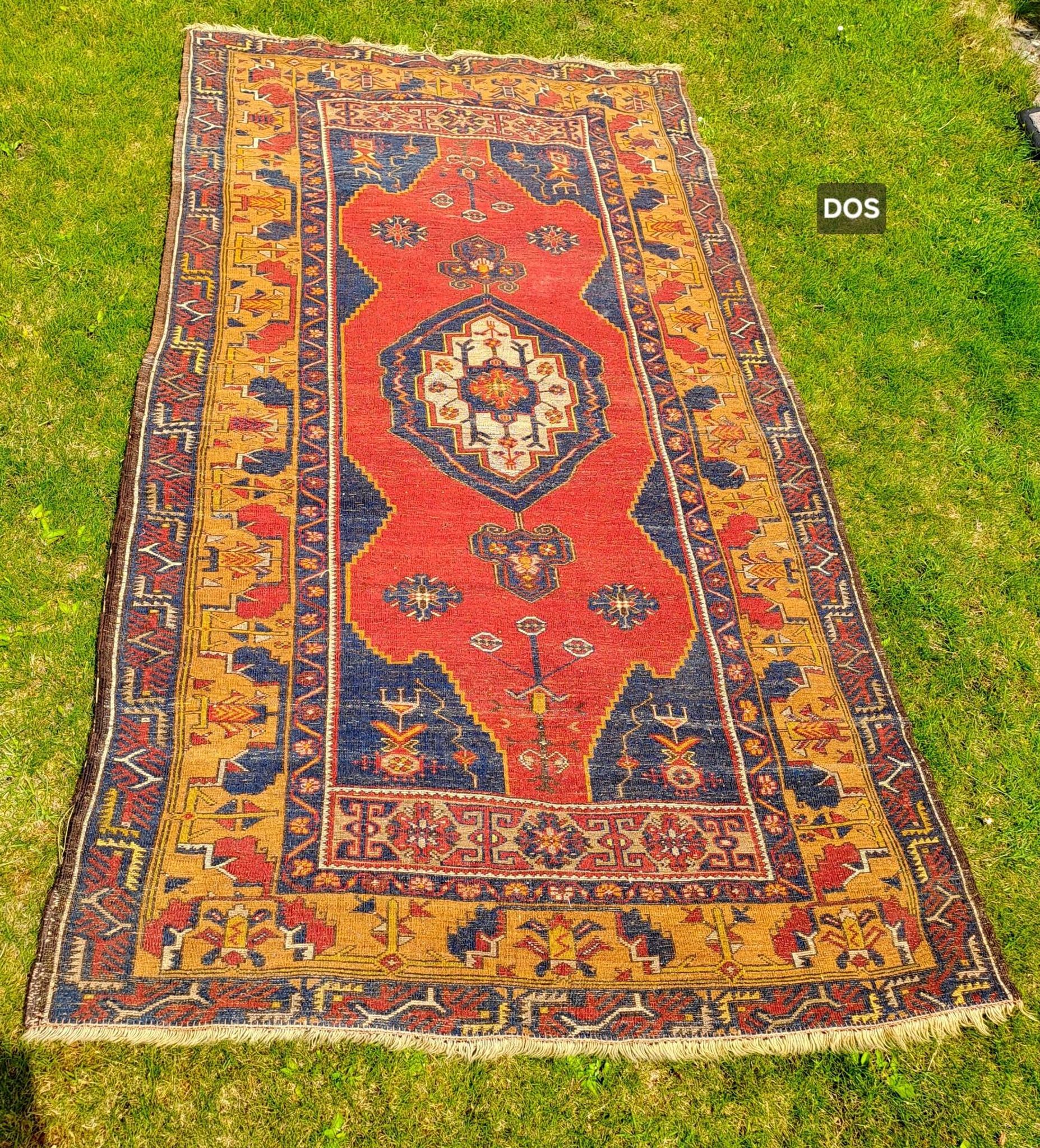 Turkish YAHYALI vintage anatomy rug handmade in wool - 131 x 227