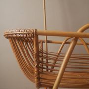 Vintage rattan cradle bassinet on wheels retro Scandinavian design baby bed