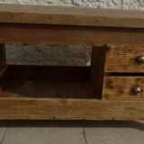 Large workbench with press, 2 drawers and storage tray - Totally sanded and varnished