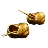 2 Snail-shaped salt pots in gold-colored porcelain
