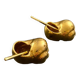 2 Snail-shaped salt pots in gold-colored porcelain