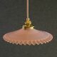 Opaline pendant light in pink and white painted glass, delivered with new cable and socket