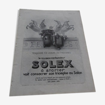 Former two-sided magazine advertising poster SOLEX/ BALTO, 1932