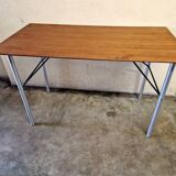 Etienne Fermigier (1932-1973) Aluminium table and black lacquered metal 1960