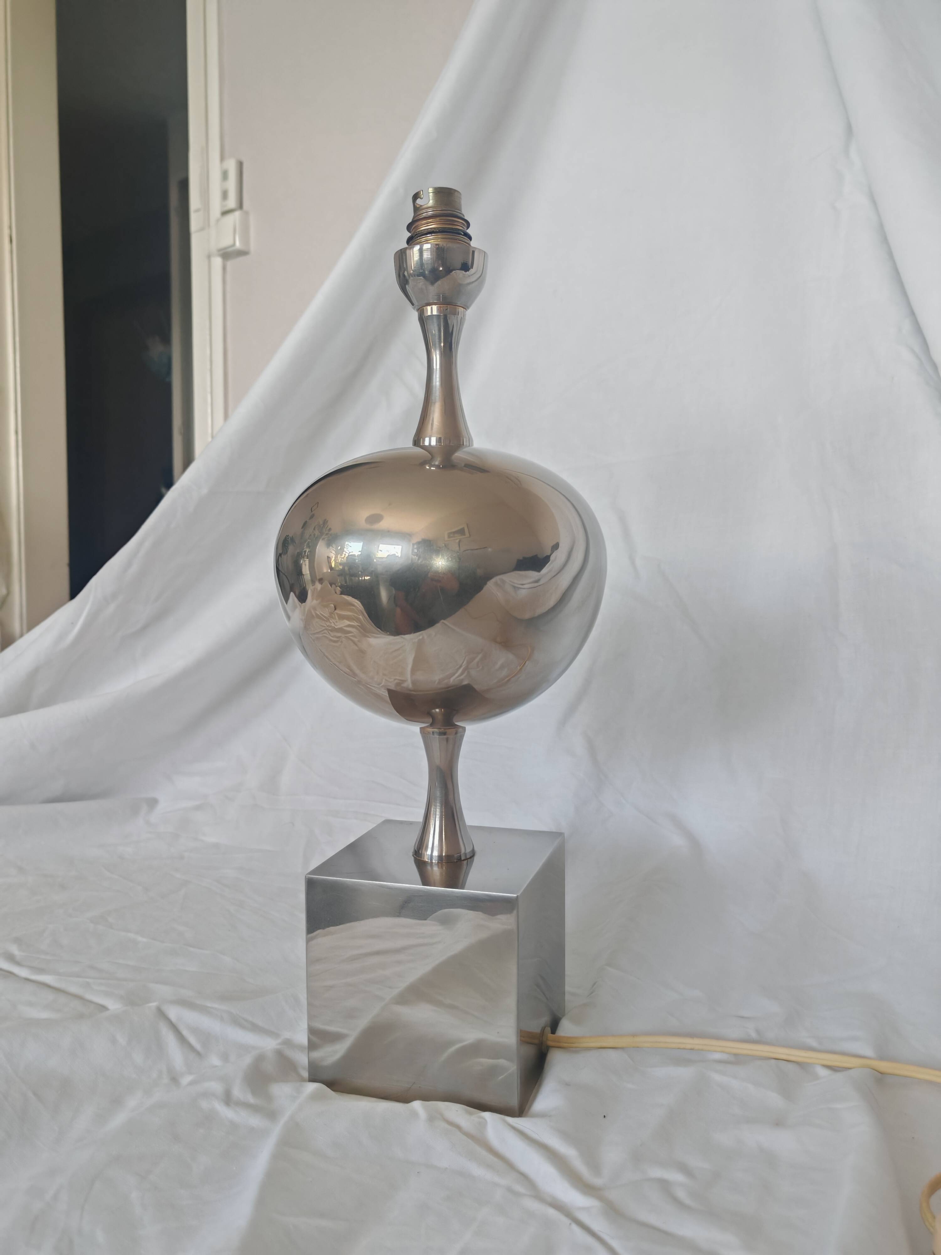 Pied de lampe Philippe Barbier, inox, 1970