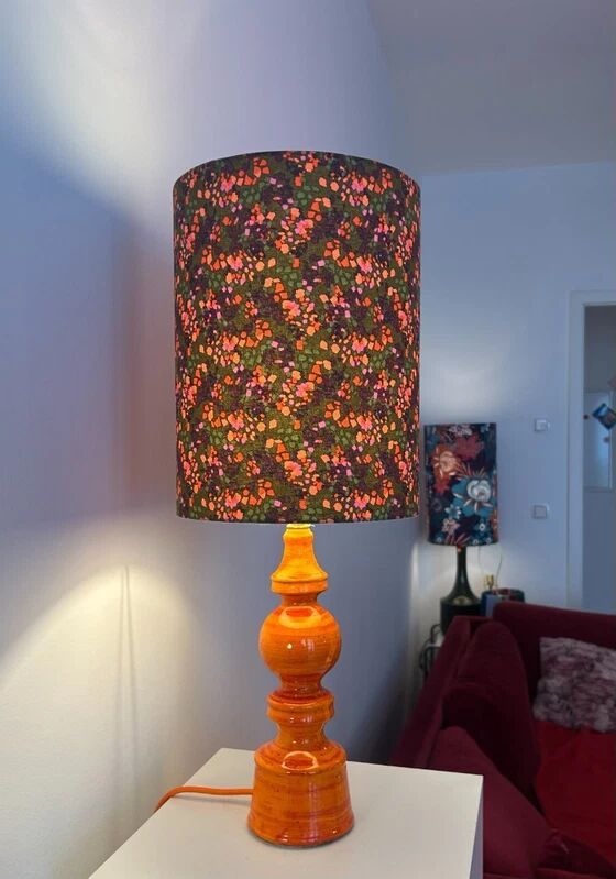 High vintage table lamp - 1970s - by Hustadt Leuchten - restored with a new shade