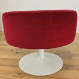70's tulip and red velvet space age stool
