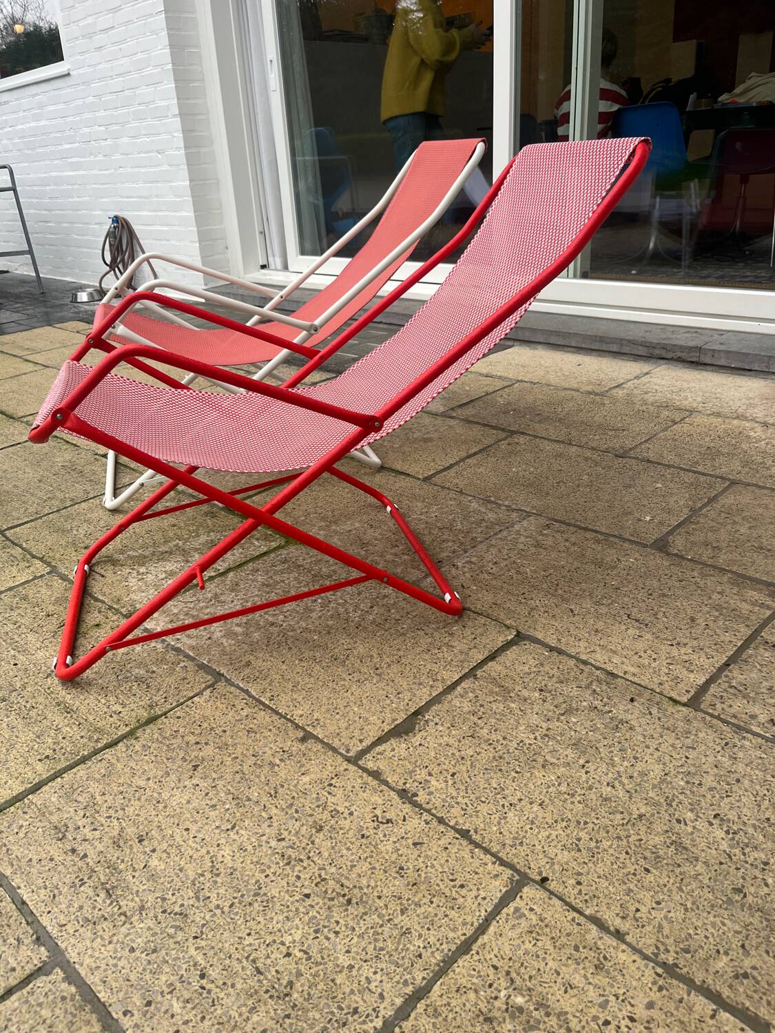 Bahama duo of deck chairs – EMU – Folding – Red and white