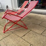 Bahama duo of deck chairs – EMU – Folding – Red and white