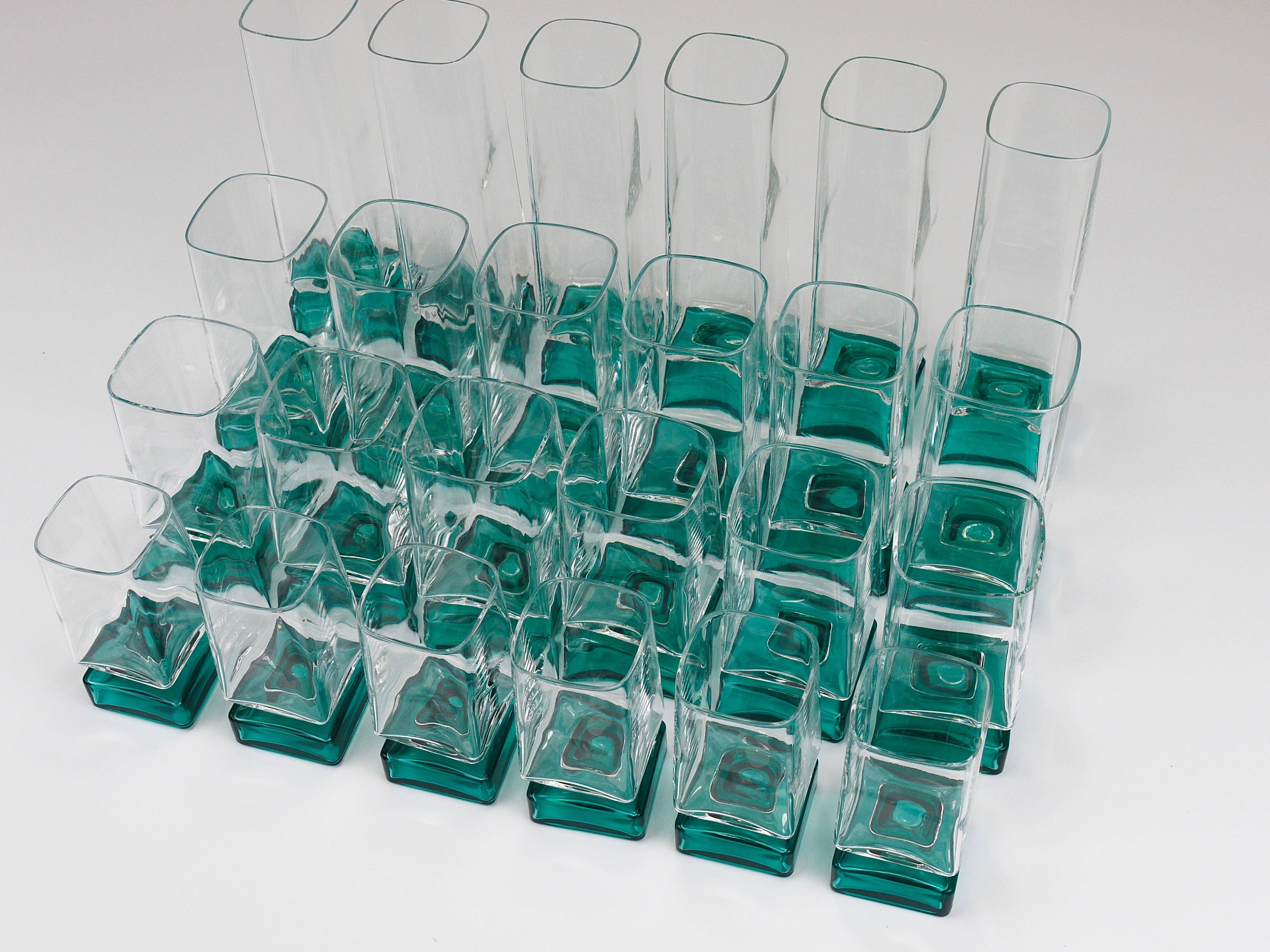 Set of 24 Luigi Bormioli Postmodern Light & Music Monet glasses, Italy, 1980s.