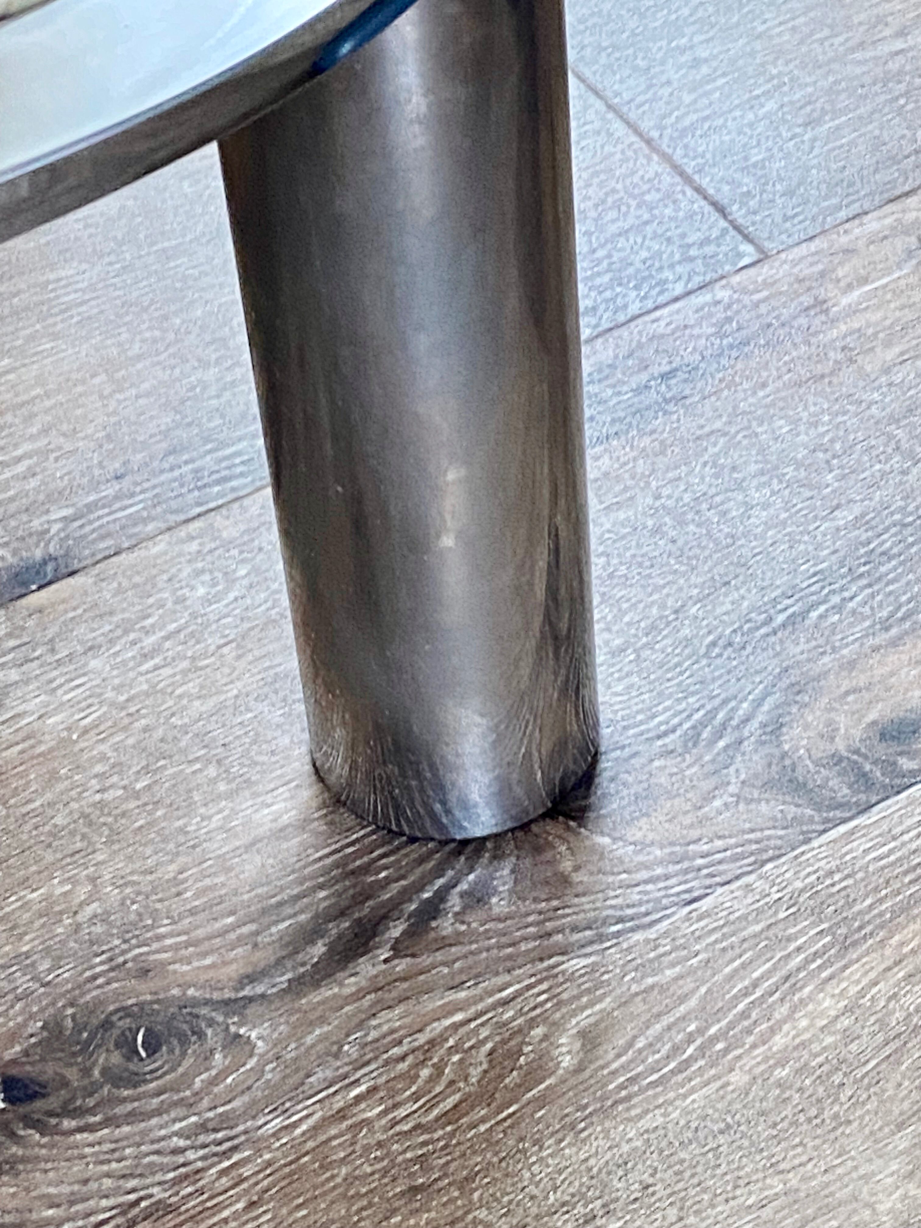 Marble table feet chrome steel vintage Italian