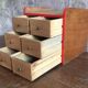 Small vintage craft furniture with fins, 6 drawers 1960