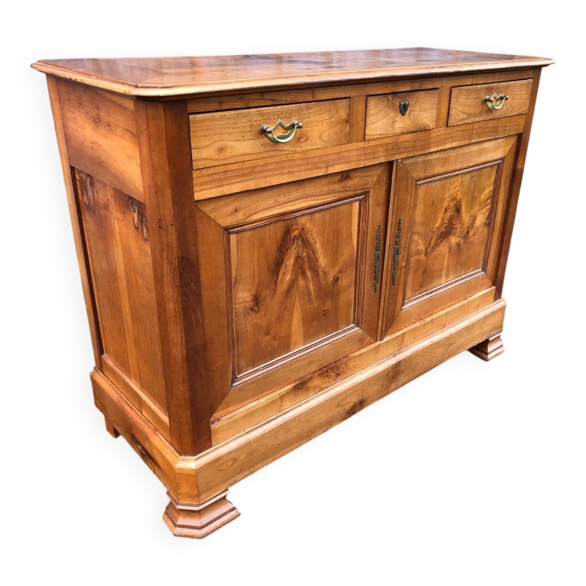 Antique low sideboard in solid cherry wood