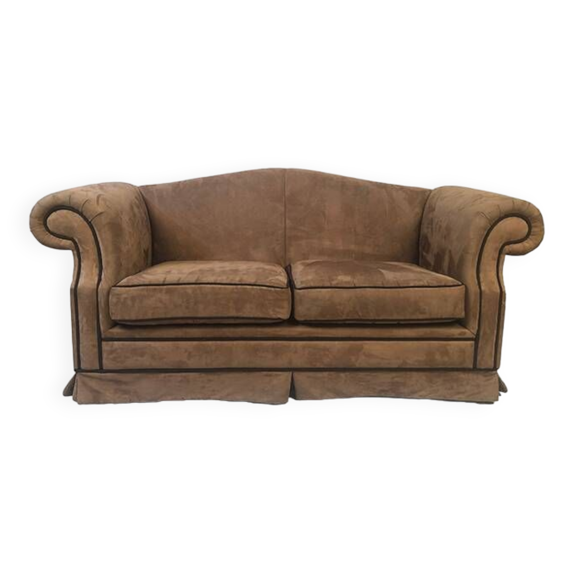 Pair of two-seater sofas with wide armrests