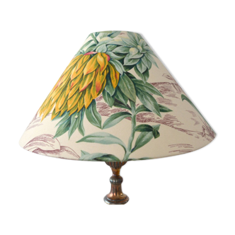 Abat-jour, tussu toile de Jouy vintage,  botanique