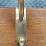 Danish teak and brass coat rack with adjustable hooks, 1960s.