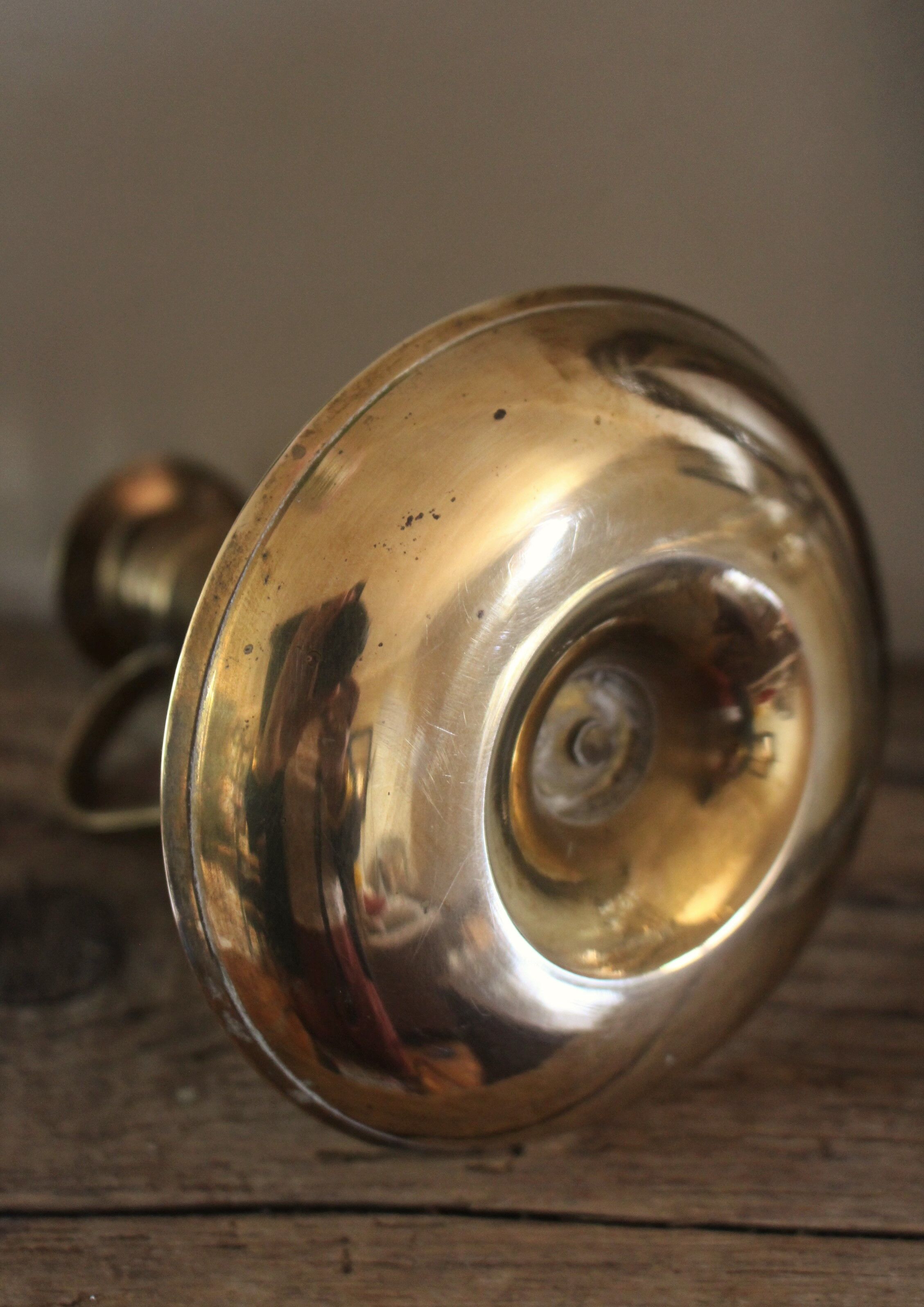 Cellar Rat candle holder brass high binet rings