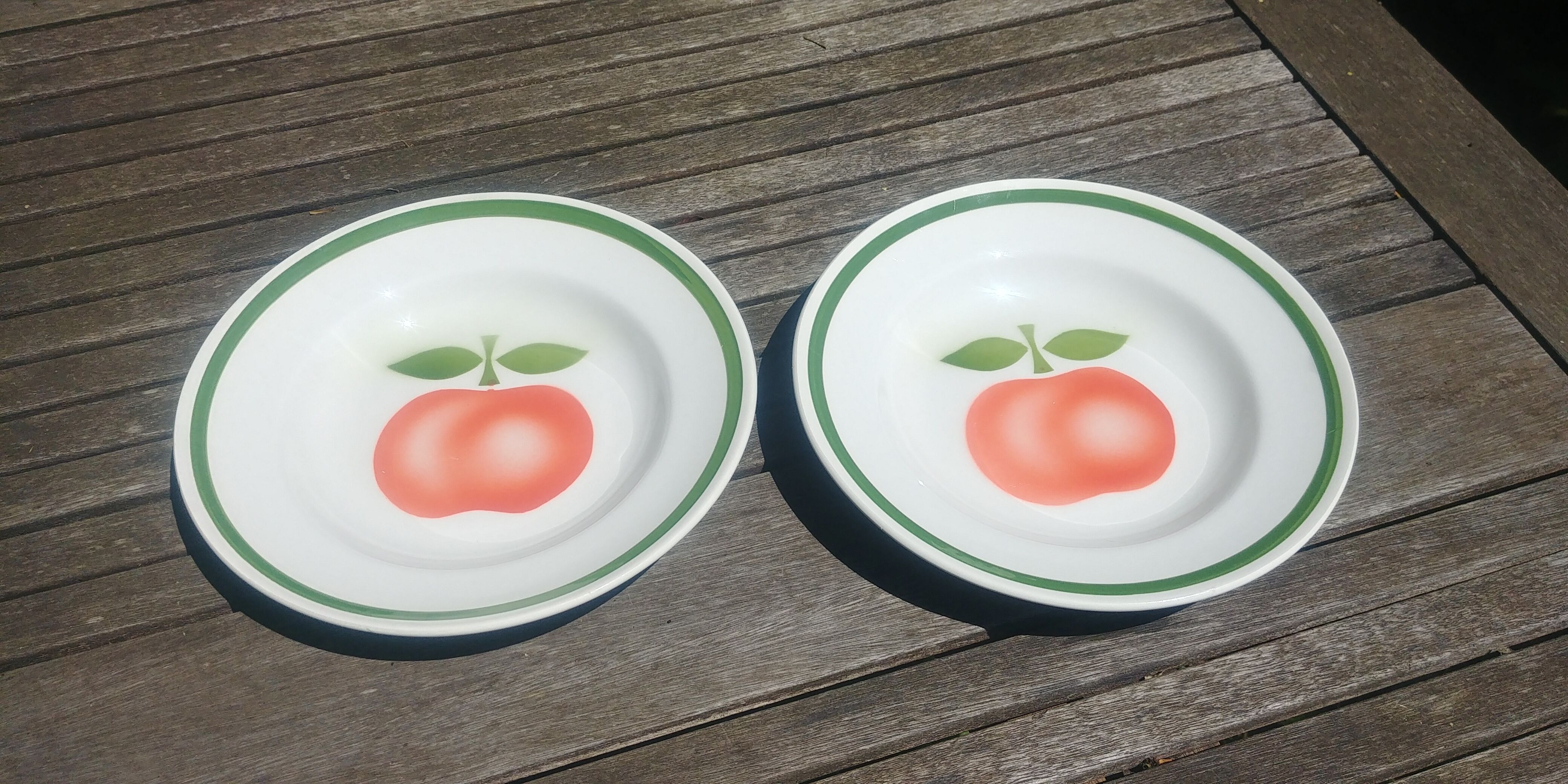 Two hollow plates Moulin des Loups apple decor