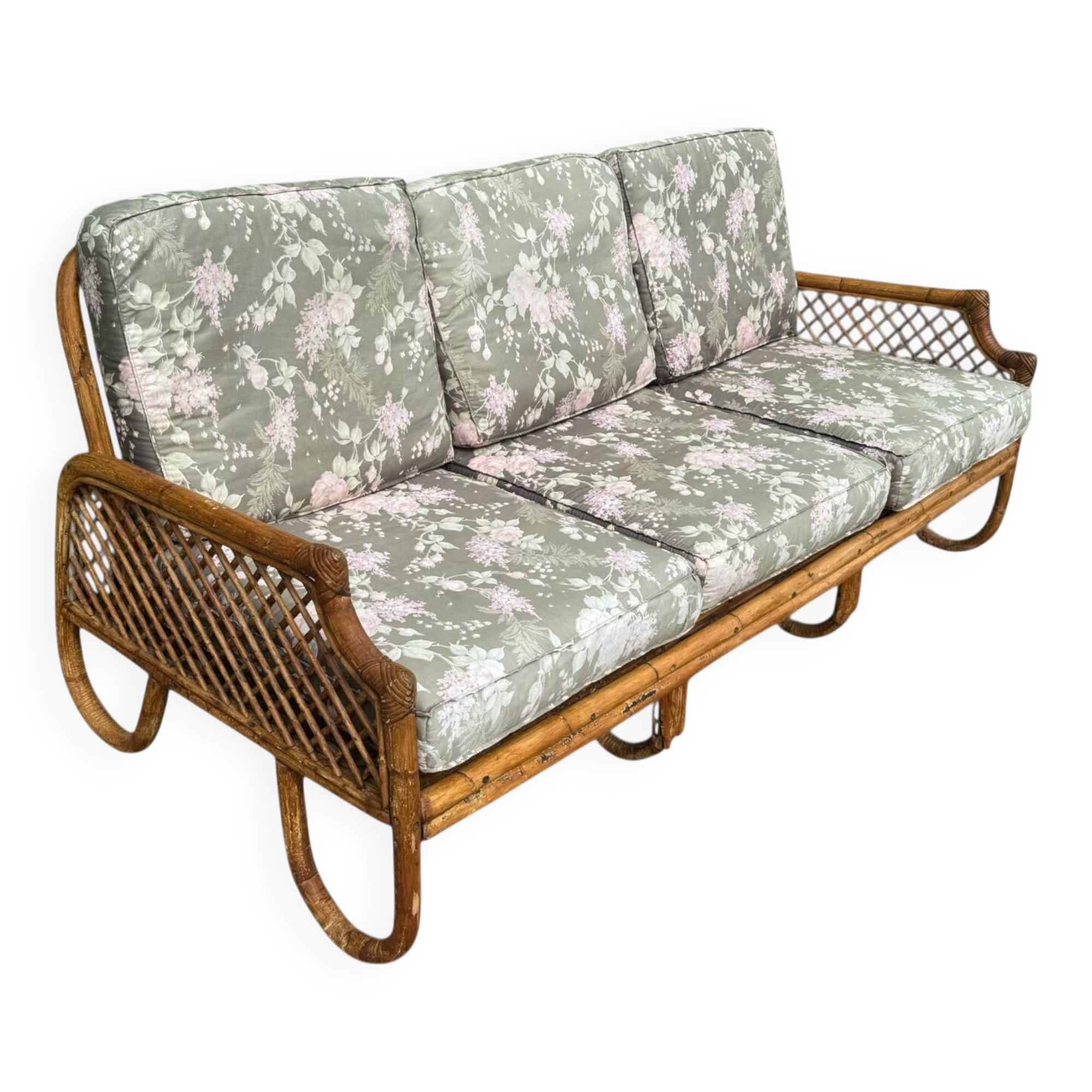 Rattan sofa and armchair from the 70s Italy