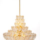 Chandelier, brass and crystal glass by Kinkeldey, Germany, 1970s.