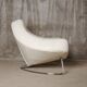 Fauteuil en cuir blanc et acier chromé Falkenberg x Rom AG, Belgique c. 1990