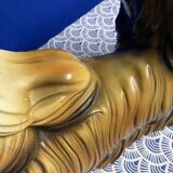 Italian Majolica Shitzu Dog Sculpture by Bravo Italy 1970