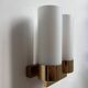 Vintage double wall lamp, brass and opaline, Leuchten Neuhaus Germany 1960