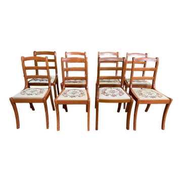 Suite of 8 English-style chairs with points
